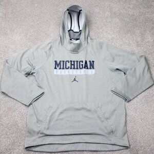 Nike Jordan Michigan Basketball Hoodie Mens XL Gray Therma-Fit Hooded Sweatshirt
